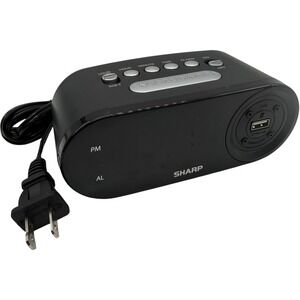 Sharp SPC547 Digital Alarm Clock with 2A USB Charging Port Black Tested